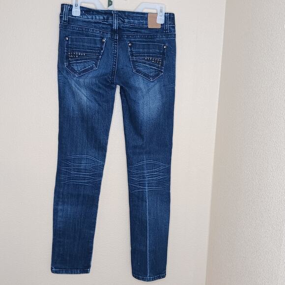 Red Camel Ava Jeans Womens Junior Size 5 Blue Skinny Embellished Low Rise Denim - Picture 5 of 10